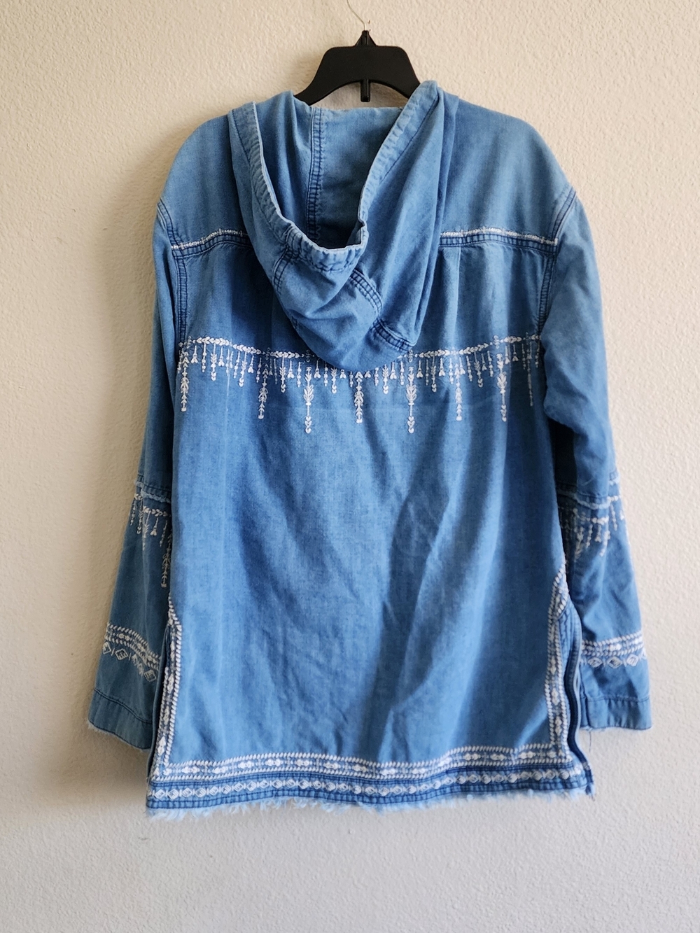 BLANKNYC Embroidered Denim Hooded Lace Up Boho Anorak Pullover Jacket XS - Picture 13 of 13